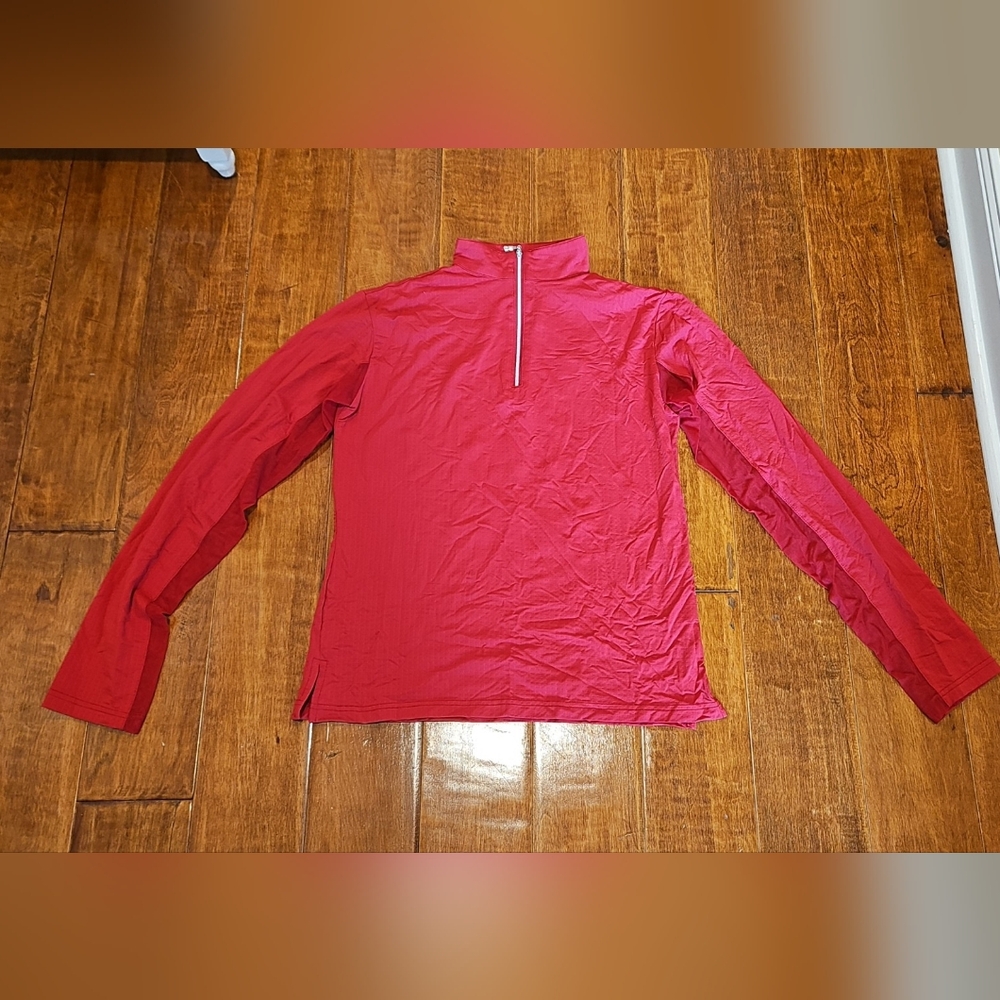 Red Ladies Quarter Zip Riding Shirt, Wellington Collection, Large